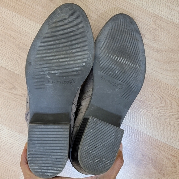 Baretraps Woman’s Georgia Ankle Bootie Taupe Perforated Suede - Picture 7 of 7